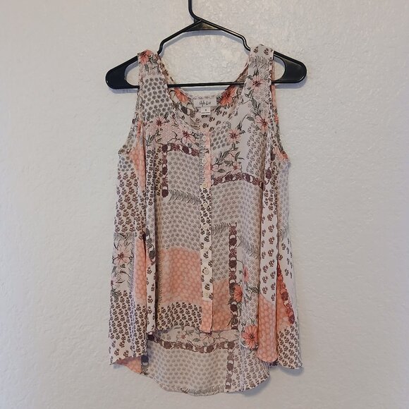Style & Co. Floral Button-up Blouse/Tank, Sz S - Picture 1 of 5